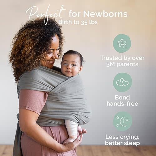 Boba Baby Wrap Carrier - Original Baby Carrier Wrap (Grey)