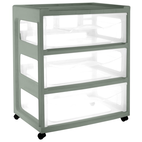 Mainstays 3-Drawer Wide Storage Cart with Wheels, Sage Green
