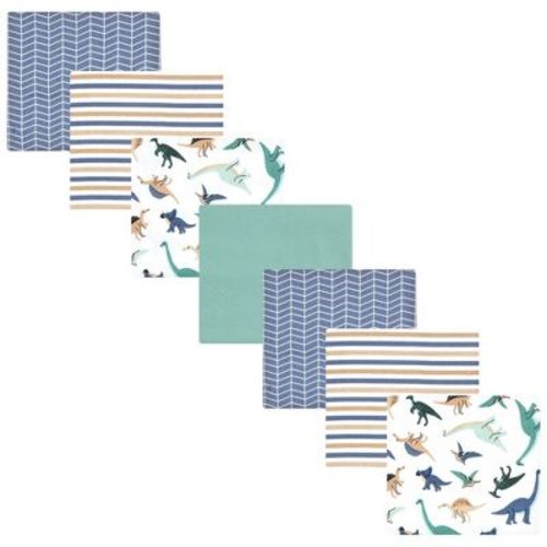 Hudson Baby Boys Cotton Flannel Receiving Blankets Bundle, Dino Friends, One Size