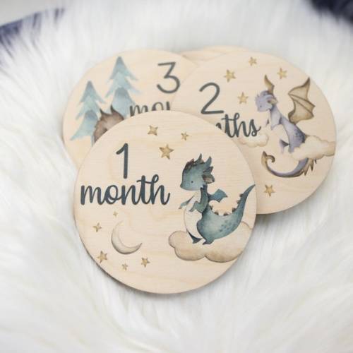 Dragon Milestone Cards, Baby Milestone Dragon Milestone Markers, Wood Milestone Card, Baby Milestones, Photo Prop, Dragon Nursery Theme B9 - Etsy