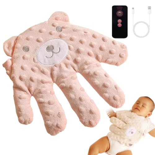 Baby Soothing Palm, Baby Patter for Sleep, Baby Startle Prevention Hand Glove Electric Baby Hand Pillow Cute Baby Soothing Palm for Newborns Baby Girl Baby Boy (Pink Bear)