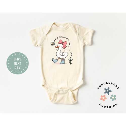 Silly Goose Baby ONESIES® Brand Bodysuit - Cute Farm Animal Baby Outfit - Baby Shower Gift - Baby Girl - Natural Bodysuit - New Grandchild