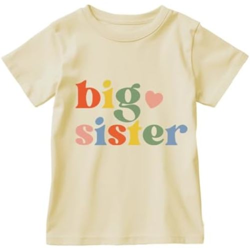 Big Sister Shirt for Baby Girls Cotton T-Shirt Short Sleeve Tops Toddler Baby Announcement Tees Outfits 1-7 Years