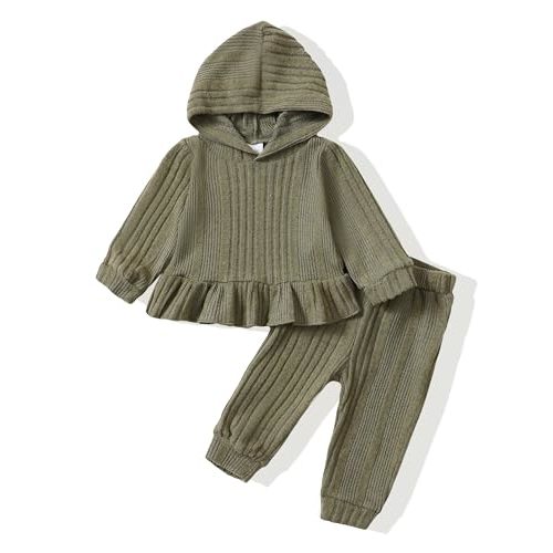 Renotemy Newborn Infant Baby Girl Clothes Outfits Fall Winter Long Sleeve Sweatshirts Pants Cute Baby Girl Outfits Set