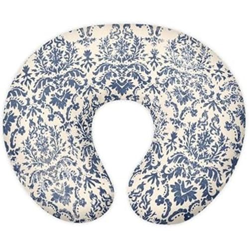 Blue Damask Floral Stretchy Nursing Pillow Covers Blue White Porcelain Floral Soft Snug Fits On Infant Nursing Pillow, Chinoiserie Pattern Newborn Feeding Pillow Case