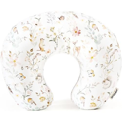 GRSSDER Nursing Pillow Cover, Stretchy Soft Minky Fabric Covers, Fit Most Nursing Support Pillows for Breastfeeding, Comfortable Safe Pillow Cover, Beautiful Stylish Pattern