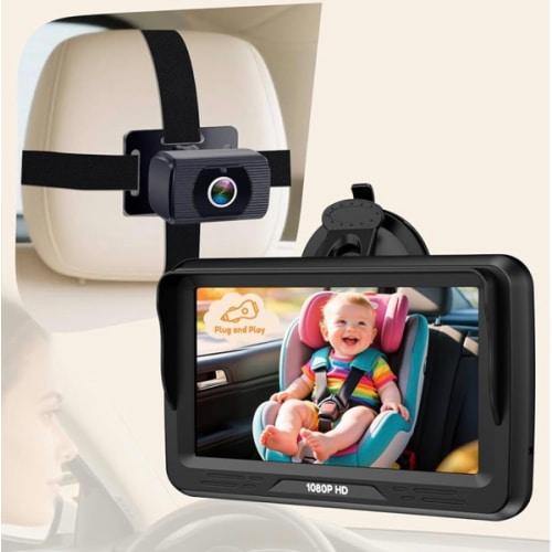 Rohent Baby Car Camera HD 1080P - Rear-Facing Infant Monitor with Night Vision Car Camera for Baby 150° Wide-Angle Lens Anti-Glare Screen Easy Install 360° Adjustable Display