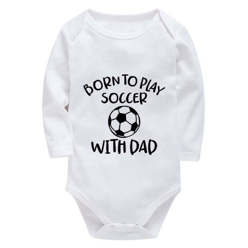 Born To Play Soccer With Dad Newborn Baby Girl Outfit Short Sleeve Neutral Newborn Outfit White Boys Onsies3-6 Months