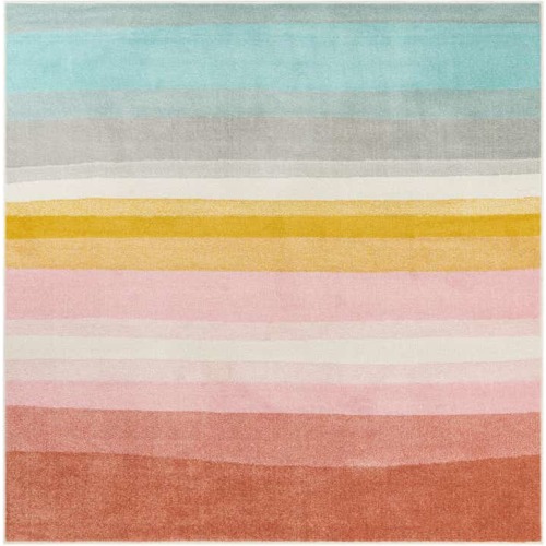 Multicolor 7' 10 x 7' 10 Rainbow Stripes Whimsy Kids Square Rug | Rugs.com