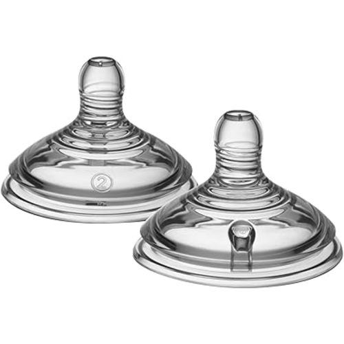 Tommee Tippee Closer to Nature Baby Bottle Nipples, Breast-like, Anti-Colic Valve, Soft Silicone, Medium Flow, 3m+, 2 Count