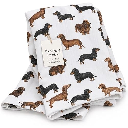 Mud Pie Dachshund Muslin Swaddle Baby Blanket