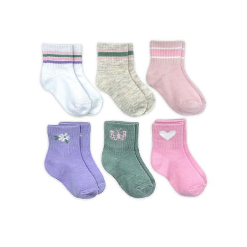 Wonder Nation Baby and Toddler Girl Mid-Crew Socks, 6-Pack, Sizes 0M-5T