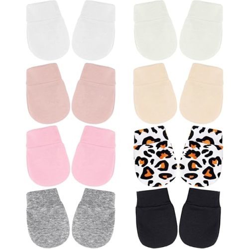 BQUBO Newborn Infant Toddler Mittens No Scratch Cotton Elastic Wrist Gloves Hypoallergenic for 0-6 Months Baby Boys Girls