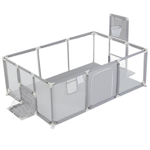Tooca 71"x48" Baby Playpen Sturdy Safety Play Yard Activity Center with Basketball Hoop and Football Net & Reviews | Wayfair