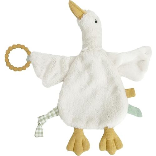 MON AMI PRU Goose Teether Lovie | 12-Inch Baby Security Blanket with Silicone Teether | Soft Plush Lovey for Teething Relief & Comfort