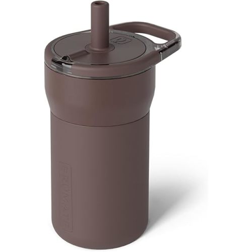 BrüMate Leap 12oz 100% Leakproof Kids Tumbler with Handle & Silicone Soft Straw | Durable Drop Resistant Silicone Sleeve | Made of Insulated Stainless Steel | Cup Holder Friendly | (Java)