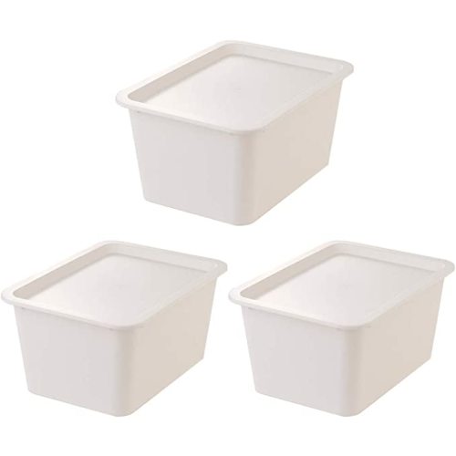 Lunmore Small Storage Box Bin Container Cube Organizer Set Stackable Storage Basket Shelf Organizer Pack of 3
