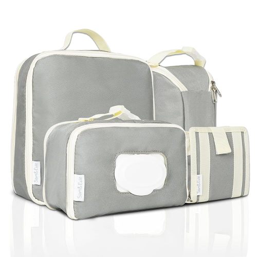 Sam & Evie Diaper Bag Organizer Pouches for Essentials – Waterproof Baby Travel Packing Cubes for Wipes, Clothes, Bottles – Compact Storage System for Diaper Bags, Backpacks, Daycare or Daily Use