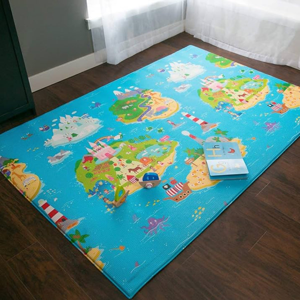 Baby Care Play Mat (Large, Playful - Magical Island) 82'' x 55'' Original One-Piece Reversible Rollable Waterproof Play Mat for Infants, Babies, Toddler, and Kids