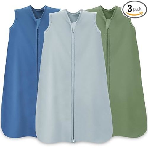 Baby Sleep Sack 6-12 Months,100% Cotton TOG 0.5 Wearable Blanket for Boys and Girls, 3 Pack 2-Way Zipper Lightweight Sleeping Bags for Toddler Newborn Infant