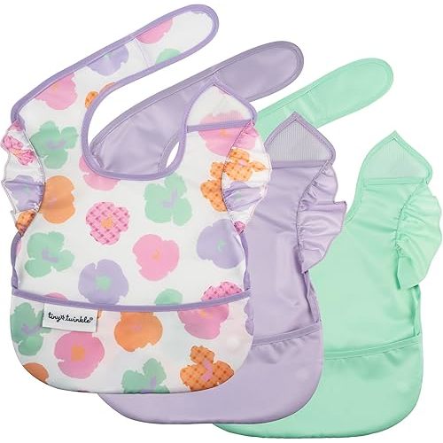 Tiny Twinkle Mess-Proof Baby Bib - Waterproof Bib for Baby Boy or Girl - PFAS, PVC, BPA, Phthalate Free - Baby Food Bibs