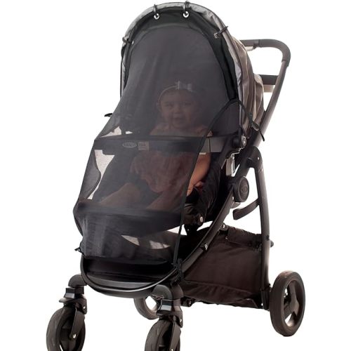 Sun Shade for Strollers (Large). Universal Sunshade with See Through. Your Baby Will See The World and Will Be Protected. Bug Net Protection. Canopy Extender by IntiMom, Black