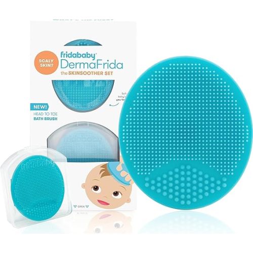 Frida Baby DermaFrida The SkinSoother Baby Bath Brush, Cradle Cap Brush for Babies, Baby Essential for Dry Skin, Cradle Cap Treatment and Eczema, 2 Pack