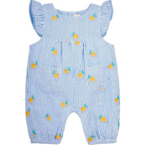 Stripe Lemon Embroidered Cotton Romper, 18-24M