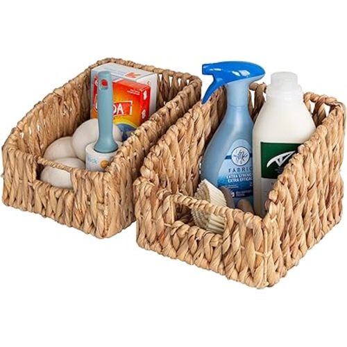 Honey-Can-Do Set of 2 Wicker Baskets for Storage, Natural STO-09846 Natural, Medium