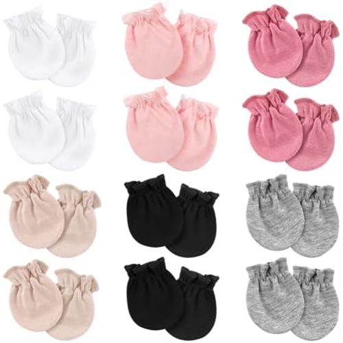 Newborn Baby Mittens No Scratch Cotton Elastic Wrist Gloves Infant Toddler Mittens for Baby Boy Girl 0-6 Months