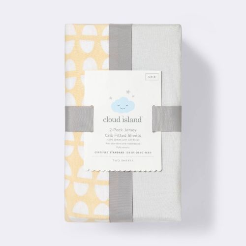 Fitted Jersey Crib Sheet - Cloud Island™ Half Circles/gray Mustard Yellow/gray 2pk