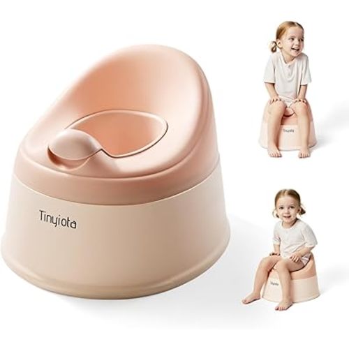 Tinyiota Toddler Potty Training Toilet, Removable Bowl with High Splash Guard, Assembles in Seconds, Easy-Clean and Travel-Ready for Boys and Girls Ages 6 Months to 3 Years (Pink)