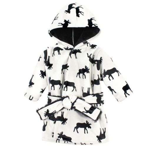 Hudson Baby Infant Boy Mink with Faux Fur Lining Pool and Beach Robe Cover-ups, Moose, 6-12 Months