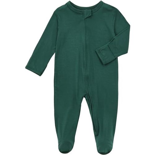 Aablexema Baby Footie Pajamas Zipper - Rayon from Bamboo Infant Footed Pjs with Mittens Sleepwear Jammies