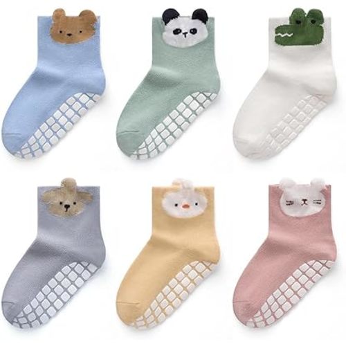 Baby Non Slip Ankle Socks with Grippers for 0 Months-10 Years Old Walking Socks