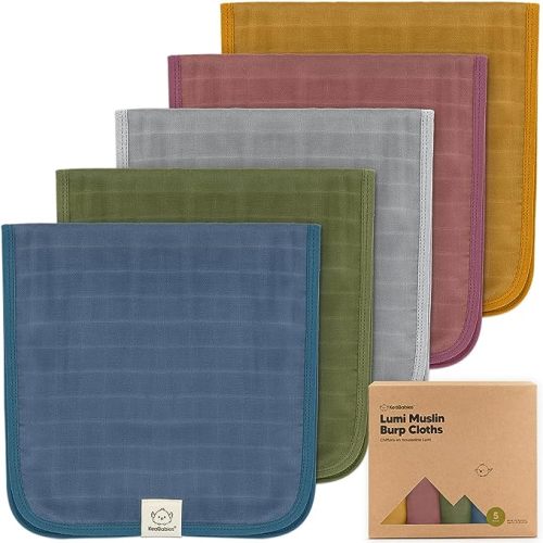 5-Pack Muslin Burp Cloths for Baby Boys, Girls - Baby Burp Cloths, Burp Clothes for Baby Girl, Boy, Neutral Burping Cloths for Babies, Burp Rags, Burp Cloth (Corals)