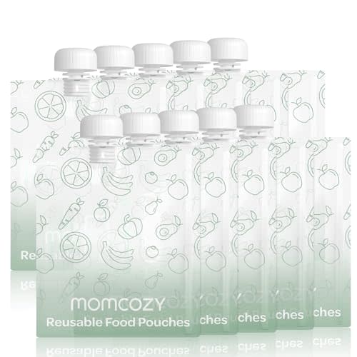 Momcozy Reusable Baby Food Pouches for Toddlers,BPA Free Plastic,Food Safe,Freezer Safe,Refillable for Applesauce Yogurt & Puree Squeeze Pouch,10 packs,7oz