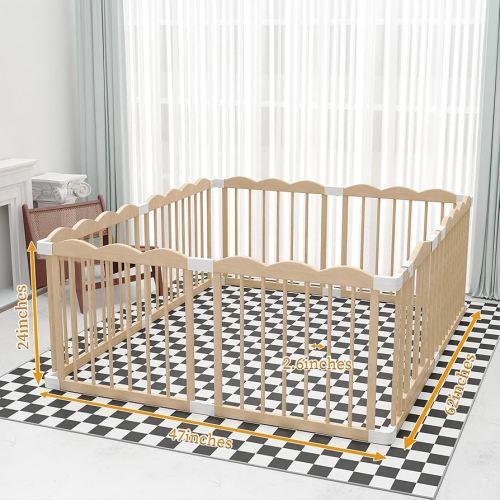 Baby Playpen, Wooden Playpen for Babies and Toddlers