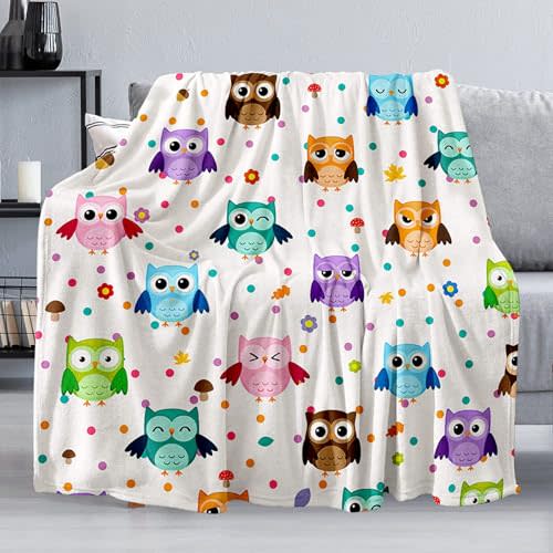 Owl Throw Blanket Gift, Soft Warm Fuzzy Plush Blanket, Smooth Cozy Flannel Blanket for Bed/Couch/Camping (80"x60")