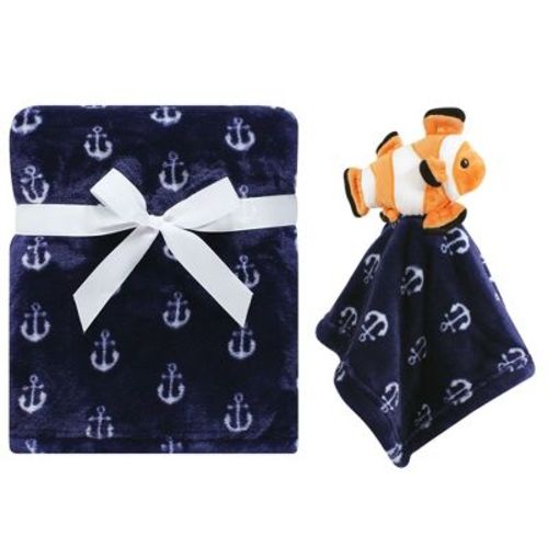 Hudson Baby Infant Boy Plush Blanket With Security Blanket, Clownfish, One Size