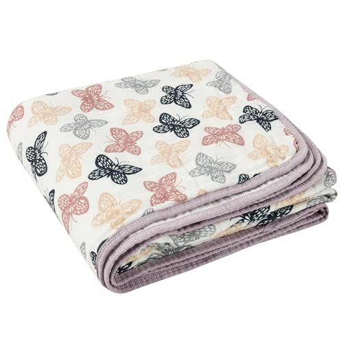 ZPECC Muslin Blanket - 100% Organic Cotton Toddler Quilted Blanket for Crib, Stroller, Daycare, Travel,47x47 inches,Butterfly