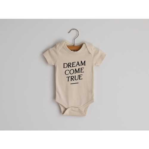 Dream Come True Organic Baby Bodysuit • Cream • Modern Organic Baby Outfit • Unique Luxe Hand-Printed Bodysuit in Cream • Neutral Baby