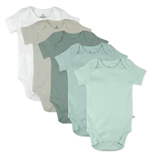 HonestBaby baby-boys 5-pack Short Sleeve Bodysuits One-piece 100% Organic Cotton for Infant Baby Boys, Unisex