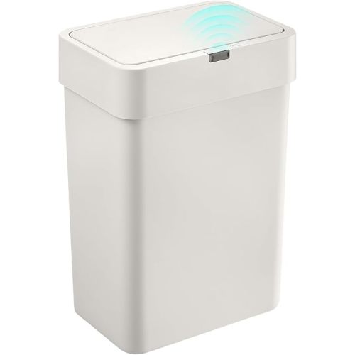 Slim Sensor Trash Can with Lid 2.5 Gallon Bathroom Garbage Can with Lid, 9.5 Liter Automatic Motion Sensor Dustbin, Small Plastic Trash Bin, Waterproof Skinny Garbage Bin for Narrow Spaces