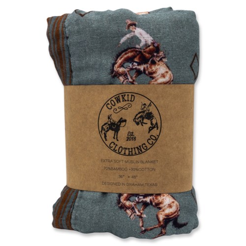 Teal Bronc Bamboo Muslin Blanket – Cowkid Clothing Company