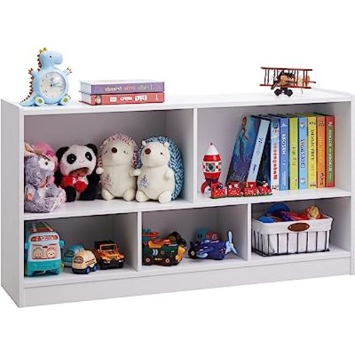 Toy Organizers and Storage, 5-Section Kids Bookshelf for Organizing Books Toys, School Classroom Wooden Storage Cabinet for Children's Room, Playroom, Nursery