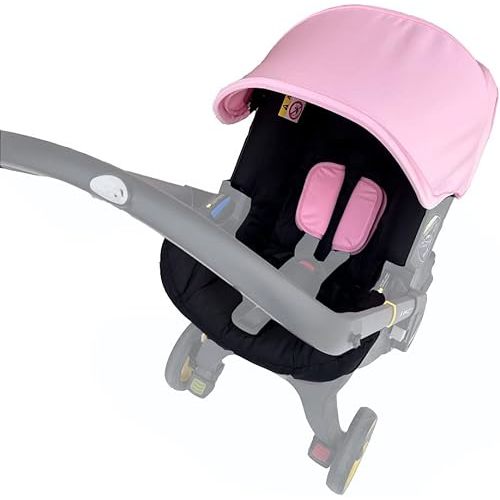 Replacement Canopy & Seat Cushion Set Compatible with Doona+ Car Seat Stroller - Sunshade Cover & Textile Fabric Accessories - Breathable, Machine Washable (Pink Black)