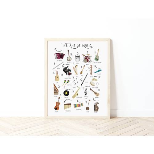 A-Z of Music Poster, Musical Alphabet, Alphabet Print, Music Print, Gift for Musicians, Nursery Decor, Cute poster, Musical Print, Music Art