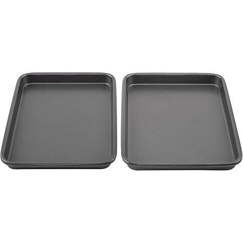 GoodCook Everyday Set of 2 Nonstick Steel 9" x 6.2" Toaster Oven Mini Baking Sheets, Gray
