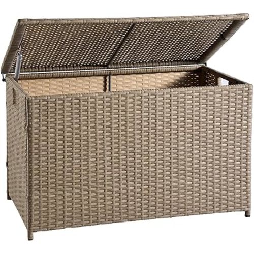 Wicker Storage Trunk, 30 x 17 x 18 inches, 160L, Handwoven Wicker Chest with Stay-Open Lid, Supports 200 lbs, Rustic Natural